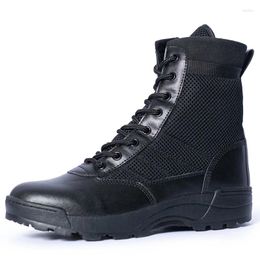 Fitness Shoes Outdoor Men Summer Breathable Quick Dry Mesh Tactical Combat Boots Hiking Camping Ultralight High-Top Training Sports