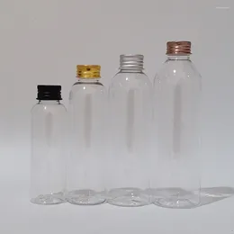 Storage Bottles 100ml/150ml/200ml/250ml Transparent Plastic Packaging Bottle With Spiral Aluminium Cover And Inner Plug Skincare Water
