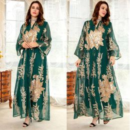 Ethnic Clothing Sequins Jalabiya Luxury Embroidered Long Arabic Dress Moroccan Kaftan Women Muslim Party Evening Ramadan Wedding Abaya