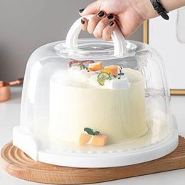 8 Inch Plastic Cake Box with Foldable Handle Pastry Storage Boxes Dessert Container Cover Case Serving Tray for Travel Cake Acce 240307
