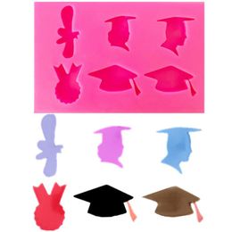 Graduation Fondant Molds Grad Cap Diploma Cheering Graduates Silicone Molds Congrats Grad Chocolate Candy Mould for Graduation Party Baking Sugar Craft 1222104