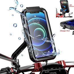 Cell Phone Mounts Holders New Waterproof Phone Case Bike Motorcycle Handlebar Rear View Mirror 3 to 6.8 Cellphone Mount Bag Motorbike Scooter Phone Stand 240322