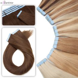 Extensions Snoilite 20pcs Tape In Hair Extensions Human Hair 2.5g Mega Hair Straight Natural Hair Seamless Invisible Double Side Skin Weft