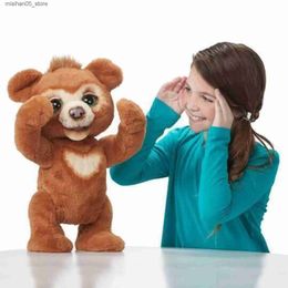 Plush Dolls 25cm Curious Bear Interactive Plush Toy Durable Touch Soft Bear Pillow Pet Friend Doll Perfect Gift Q240322