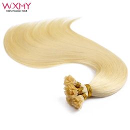 Extensions Flat Tip Hair Human Hair Extensions Blonde Colour Keratina Fusion Human Hair 1224Inch Straight Natural Hair Extension 50Pcs/Set