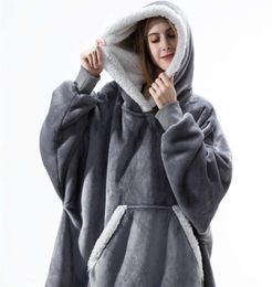 Hooded Hoodie Women Fleece Long Sweatshirt Winter Clothes Flannel Pullovers Female Indoor Blanket with Sleeve Pajamas216A3139258