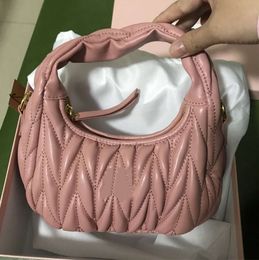 Lady evening bags miui hobo wander matelasse shoulder small designer handbag leather clutch purses luxury crossbody green pink2024