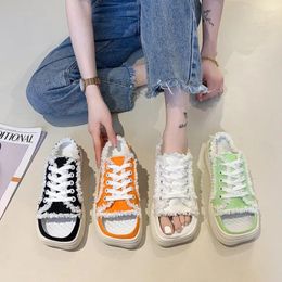 Casual Shoes 2024 Women Sandal Canvas Summer Fashion Hoes Brand Design Peep Toe Woman Slipper Comfortable Breathable