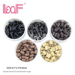 Tubes LOOF 500pcs 4.5*3.3*6.0 Silicone Lined Copper Tubes Microlinks Loop Rings Hair Beads for Human Hair Extensions Tools