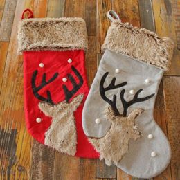 Fireplace Hanging Stockings Cartoon Reindeer Stocking For Family Christmas Decoration 829 s