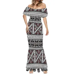 Casual Dresses Polynesian Tribal Clothing Samoan Tongan Style Purple Tapa Print Design Custom High Fashion Dress Luxury Cocktail