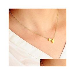 Pendant Necklaces 26 Letters Long Sweater Chain Choker Necklace Tiny Love Heart Pendants For Women Collier Lovers Gift Gold Sier K-T D Dhwte