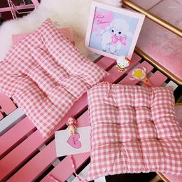 Pillow 40x40cm Pink Lattice Office Chair Thickened Soft For Seat Mat Stool Pad