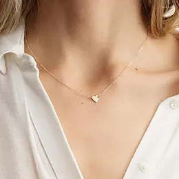 Pendants Minimalist Love Heart Pendant Necklace For Women 925 Sterling Silver Choker Chain On Neck Gold Trendy Jewelry EMNL046