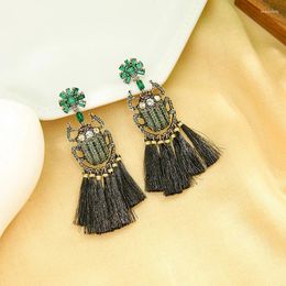 Dangle Earrings Vintage Insect Black Rope Tassel Chafer Pendant Statement Drop For Halloween Design Jewellery Wholesale Bulk