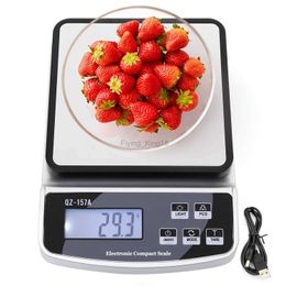 Household Scales 15KG/3KG Electronic Kitchen Scale USB Charge Precision Balance Food Scale Household Coffee Scale Smart Digital Baking Scales 240322