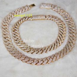 Custom 18mm 20mm Necklace Iced Out Jewelry Diamond Chains Hip Hop Chain Moissanite Cuban Link Chain