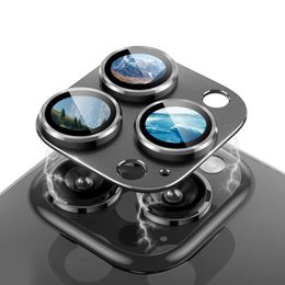 Aluminum Metal Camera Lens Film 9H Temper Glass Aviation Cameras Protector Ring Cover for iPhone 15 Plus Pro Max Sticker fit Back Camera