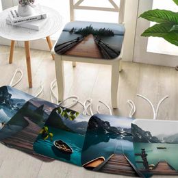 Pillow Numbers Scenery Decorative Seat Office Dining Stool Pad Sponge Sofa Mat Non-Slip Chair
