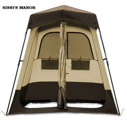 Tents and Shelters 2Rooms 2Persons Multipurpose Hydraulic Changing Tent Strong Shower Toilet Dressing Outside Movable WC Ice Fishing Outdoor Camp 240322