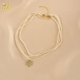 Chains Aokaishen Pearl Necklace Versatile For Women Niche Collarbone Chain High-end Accessories Korean Version Jewellery Neckchain