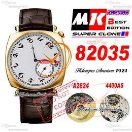 American 1921 82035 A4400 Automatic Mens Watch MKF 40mm Rose Gold Yellow Dial Brown Leather Strap Super Edition Puretimewatch Reloj Hombre Montre Hommes PTVC f2