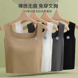 Women's Tanks Camisole Tank Top Women With Bra Pad Square Neck Sleeveless Bottom Vest Y2K Sports Crop Tops Basic Slim Clothing Summer