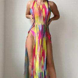 Women's Swimwear Sexy String Bikini Thong Set High Slit Dress Cover-ups Swimsuit Multicolor 3-Piece Women Bathing Suit Y2K Beach Bikinis