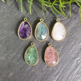 Pendant Necklaces Natural Gemstone Labradorite Amethyst Healing Crystal Charm For Earring Necklace Making DIY Jewellery Findings