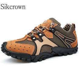 Shoes Brown Hiking Shoes Men Summer Breathable Trekking Sneake Outdoor Mesh Camping Climbing Wading Shoes NonSlip Tourism Sneakers