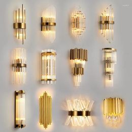 Wall Lamps Golden Crystal Lamp Modern Home Living Room Background Decoration Light Indoor Lighting Corridor Luxury Lights