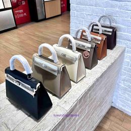 Hremms Kelyys Top Luxury Designer Bag Womens Fashion Crocodile skin Handbag 2024 New Early Spring Versatile High end Genuine Leather With Real Logo