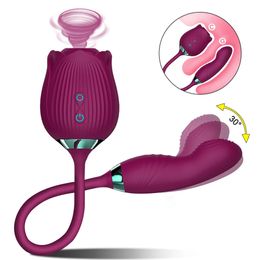 Rose Sucking Vibrator for Women Nipple Clit Stimulator Dildo Wiggle Vibrators Clitoris Sucker Vibrating Sex Toy Female 240320