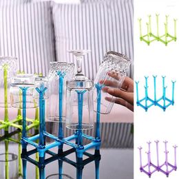 Kitchen Storage Plastic Foldable Baby Feeding Bottle Rack Stretchable Green/Blue/Purple Glass Cup Drying Upside Down