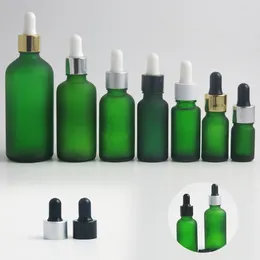 Storage Bottles 12 X Refillable Travel 100ml 50ml 30ml 20ml 15ml 10ml 5ml Frost Green Glass Essential Oil Dropper Bottle Piepette