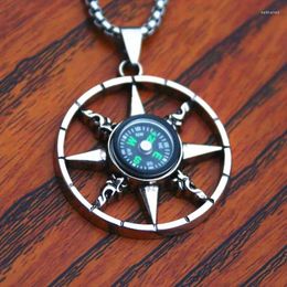 Chains Titanium Steel Compass Hip-hop Personality Cross Necklace Men's Pendant Trendy Nightclub Set