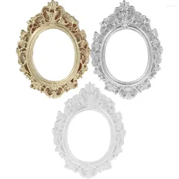 Frames 3 Pcs Gold Decor Round Frame Resin Ornaments DIY Small Po Holder Materials Miniature Picture Vintage