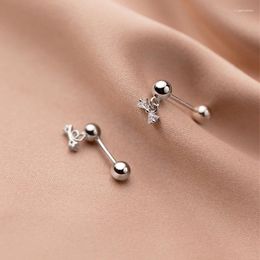 Stud Earrings LAVIFAM 925 Sterling Silver Clear Cubic Zirconia Bowknot Small Screw Bead For Women Girl Stylish S925 Jewellery