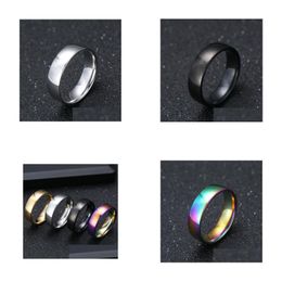 Band Rings Bk Lots 100Pcs Mix Lot Gold Sier Black Rainbow 6Mm Stainless Steel Simple Engagement Uni Drop Delivery Jewellery Rin Dhgarden Dhl2O