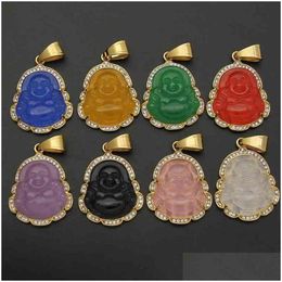 Pendant Necklaces Vaf Whole Green Gold Jade Buddha Mini Small Pink Orange Lavender Collier Budda Bhudda Buddah Stone Necklace8542144 Otpm1