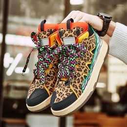 Casual Shoes Leopard Men's Fashion Vulcanize Sneakers Male Luxury High Top Men Designer Chunky Original Chaussures Hommes