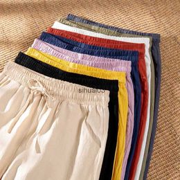 Women's Jeans Womens long pants spring and autumn ankle length casual straight pencil solid elastic waist harem womens long pants thin cotton linen long pantsL2403