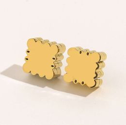 Top Quality 18K Gold Plated Luxury Brand Designers Letters Ear Stud Stainless Steel Flower Geometric Famous Women Steel Seal Print Earring Wedding Party Jewerlry22