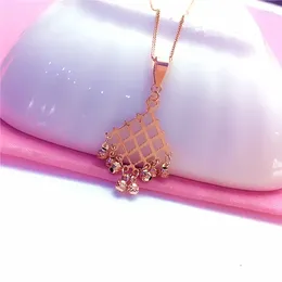 Pendants Fashion Elegant Geometric Bead Tassel Pendant Delicate Plated 14K Rose Gold Necklace For Women Jewelry Gift