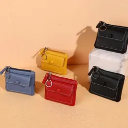 Storage Bags Card Holder Wallet For Women Small PU With Front Pocket Zippered Solid Color Girls