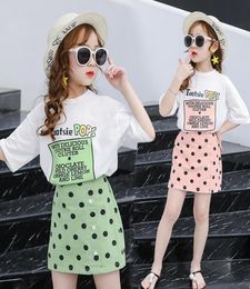 Summer Clothes For Girls Short Sleeve T Shirt Polka Dot Short Skirt 2 PCS Sets Teen Girls Outfits Fashion Children039s Clothi4306173