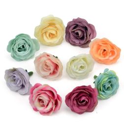Decorative Flowers Wreaths 50pcs 25cm Mini Silk Artificial Roses Heads For Wedding Party Home Decoration DIY Accessories Fake C3768910