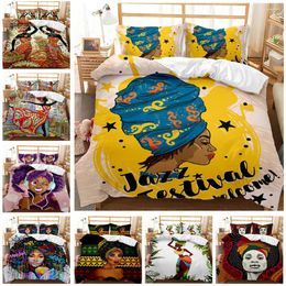 Bedding Sets African Set Black Girl Duvet Cover Twin Full Queen King Size Home Textiles Boho Comforter Quilt & Pillow