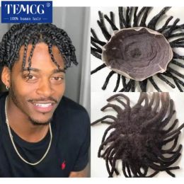 Toupees Toupees Dreadlock Full Lace Toupee For Black Men Male Hair Prosthesis Afro Curly Hair System Unit 100% Human Hair Men's