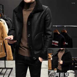 Men's Jackets Fashion Casual Thicken Male Can Be Worn On Both Sides Jacket M-8XL 2024 Winter Lamb Wool Coat Lapel Loose Warm Men Outerwear